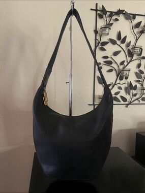 Tignanello Black Pebble Leather Hobo with Gold Accent Charm